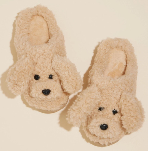 Fuzzy Doggie Slippers