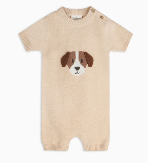 Knit Puppy Dog Baby Romper