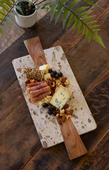 Marble + Acacia Handled Cheese Board