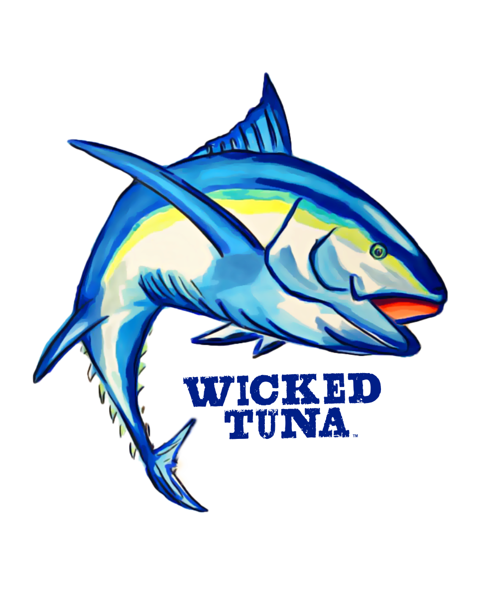 Jumping Tuna Boat Lettering Decal Wicked Tuna Gear