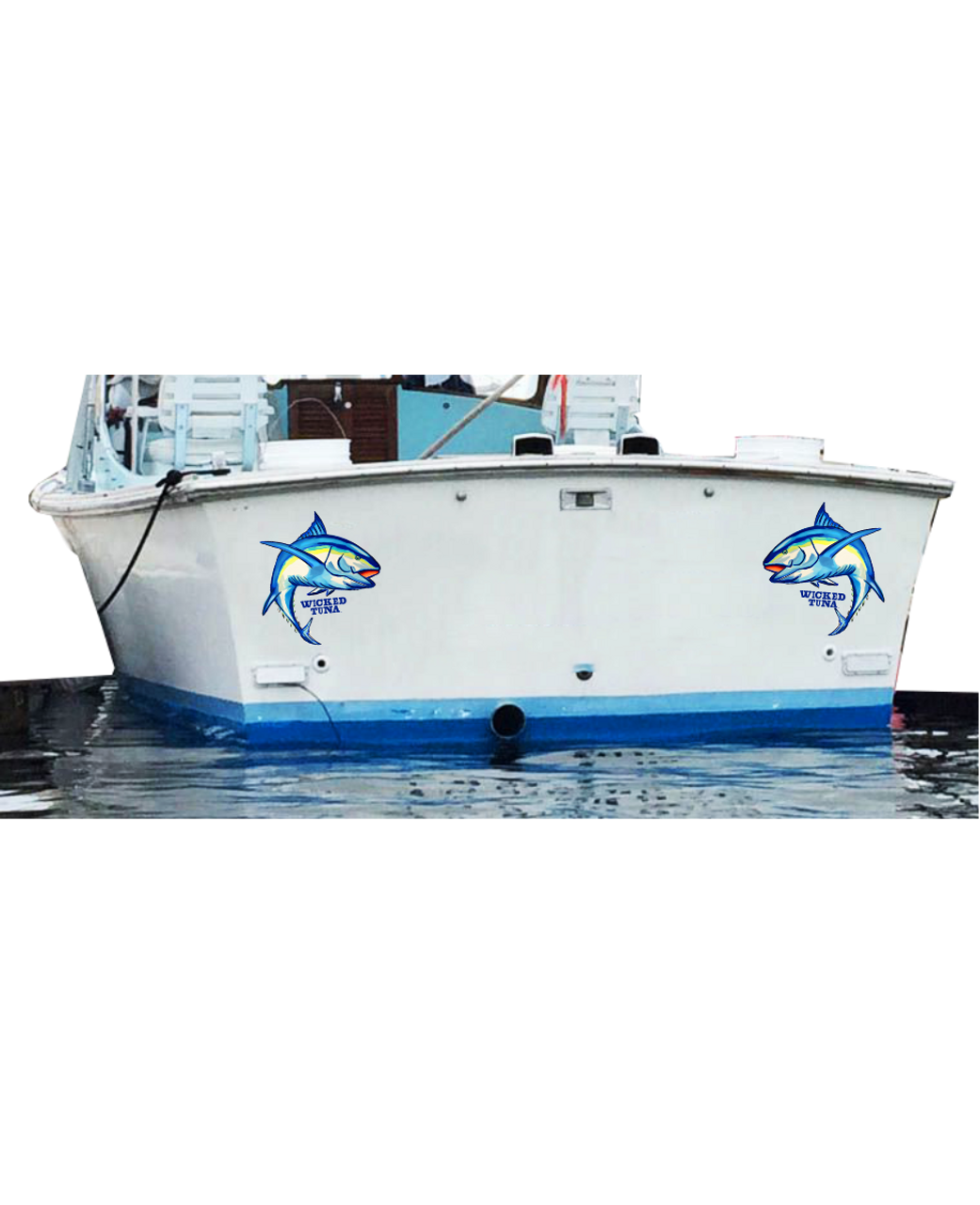 Jumping Tuna Boat Lettering Decal - Wicked Tuna Gear