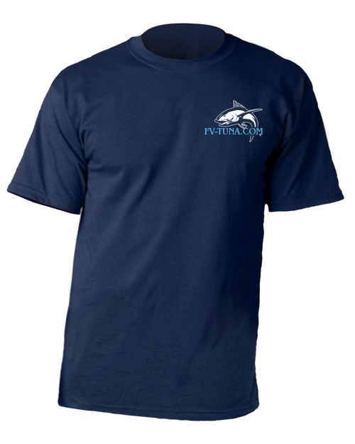 Tuna Fish Fishing Blue Water Theme Soft T-Shirt Tee Printed Pocket Unisex -  Blue 