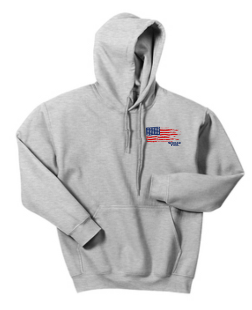 Hooded Performance Long Sleeve Shirt | White | Inner Hood American Flag