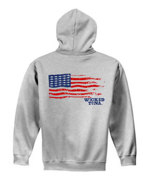 The American Flag Hooded Sweatshirt - Wicked Tuna Gear