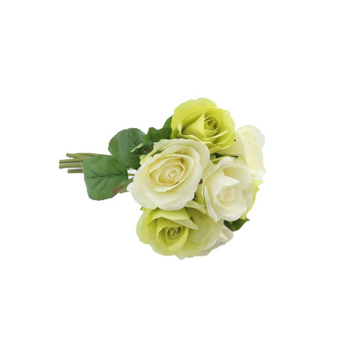 Bouquet de rose x7 fleurs blanc/vert