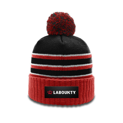 Stripe Knit Beanie w/Cuff & Pom - LaBounty Stripe Knit Beanie w/Cuff & Pom - LaBounty