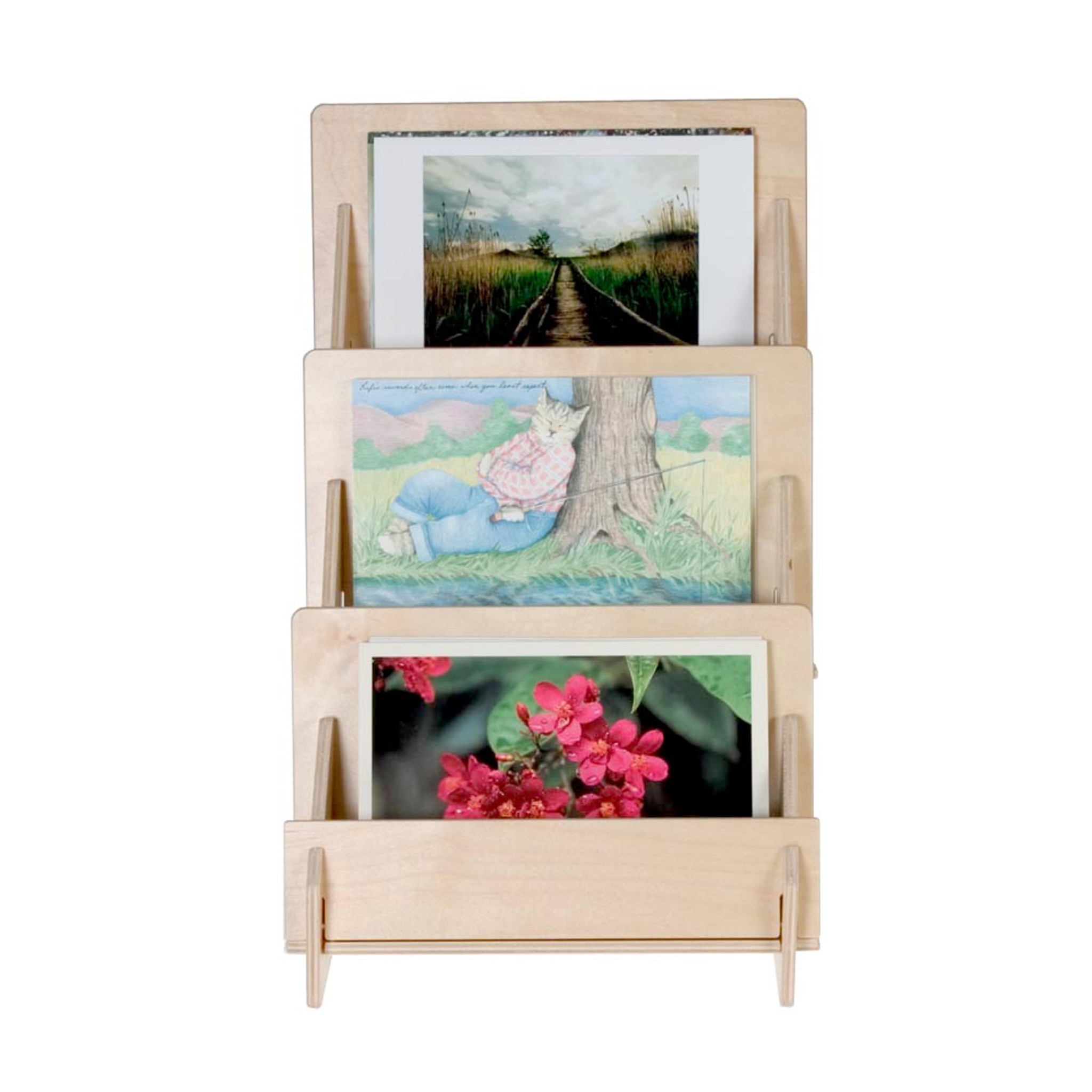  AnairsMo 3 Tier Greeting Card Display Stand, Wooden