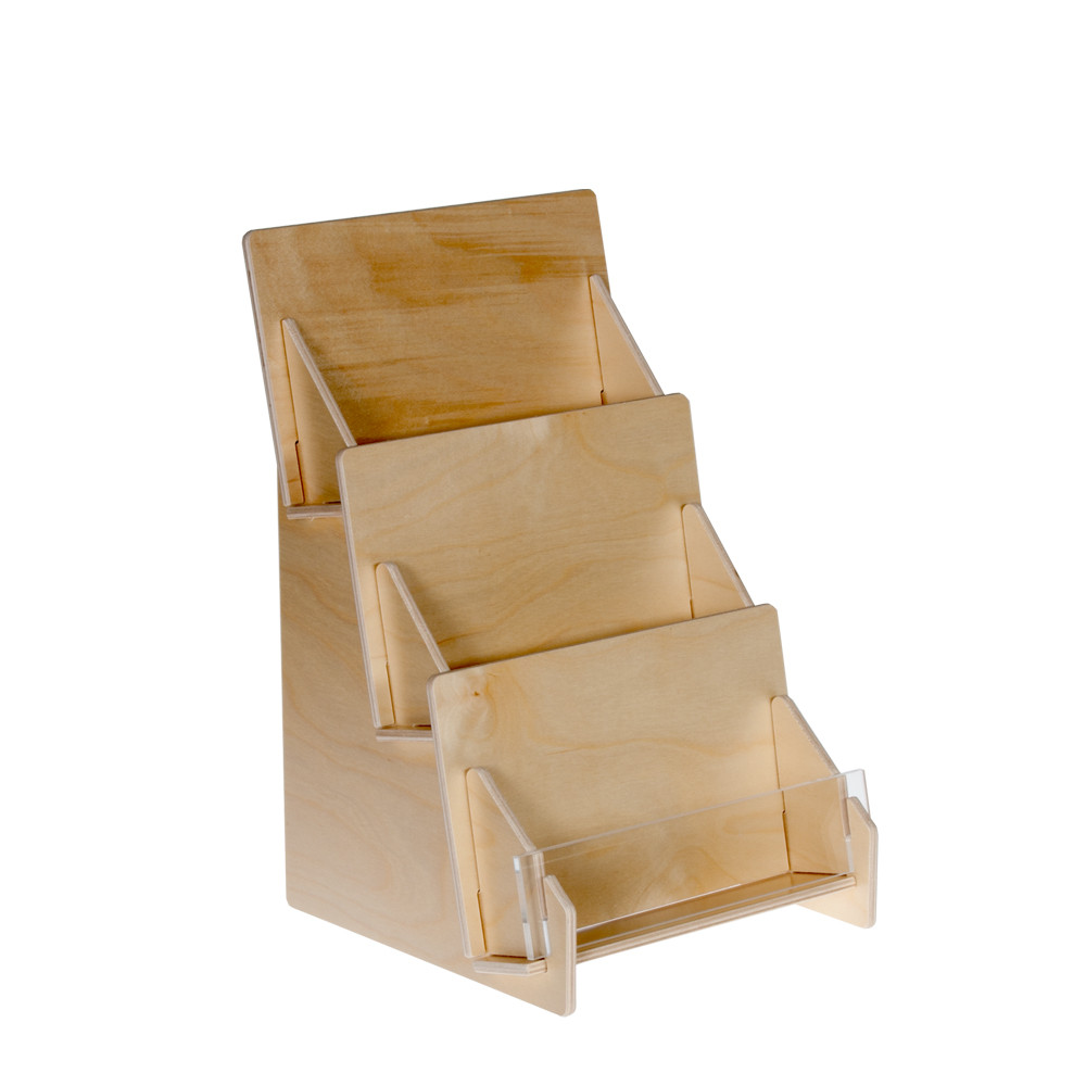 Birch Plywood 3 Tier Card Rack Countertop Display 4323