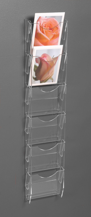 Clear Acrylic Note Card Ladder w/ 6 Vertical Pockets