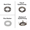Marine Turnbutton Fastener Eyelets, Backing Plates, & Flex Washers – Boat Canvas Hardware – Pack of 5