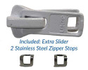 Lenzip #10 Separating Zipper for Canvas - Heavy Duty Cut to Length w/Double Metal Locking Zipper Pull - Includes Stainless Steel Zipper Bottom Stop and Extra Slider Replacement