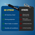 EZ-Xtend Premium Pontoon Boat Accessories Adjustable Bimini Top Strap with Double Snap Hook Stainless Steel Boat Bimini Top Hardware - Pontoon Canopy Replacement Straps