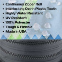 Lenzip #10 Chain Zipper - 5 yards + 4 locking sliders OR 10 yards + 8 locking sliders - Black