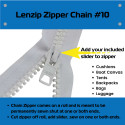 Lenzip #10 Chain Zipper - 5 yards + 4 non-locking sliders OR 10 yards + 8 non-locking sliders - White