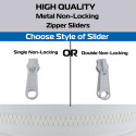 Lenzip #10 Chain Zipper - 5 yards + 4 non-locking sliders OR 10 yards + 8 non-locking sliders - White