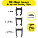 EZ-Xtend Square Pontoon Tubing Clips w/Rivets
