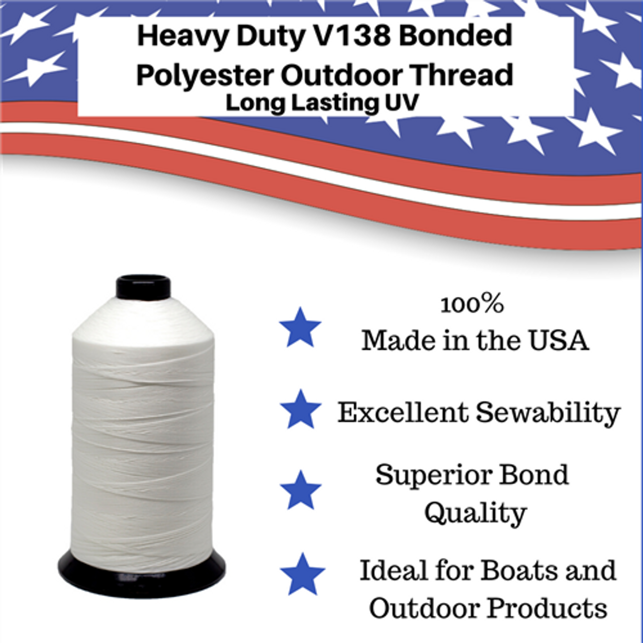 EZ-Xtend #138 Bonded Polyester Thread 100% American Made for Outdoor and  Marine Fabric Sewing Applications, Awnings, Tarps, Canvas. for Heavy Duty  and