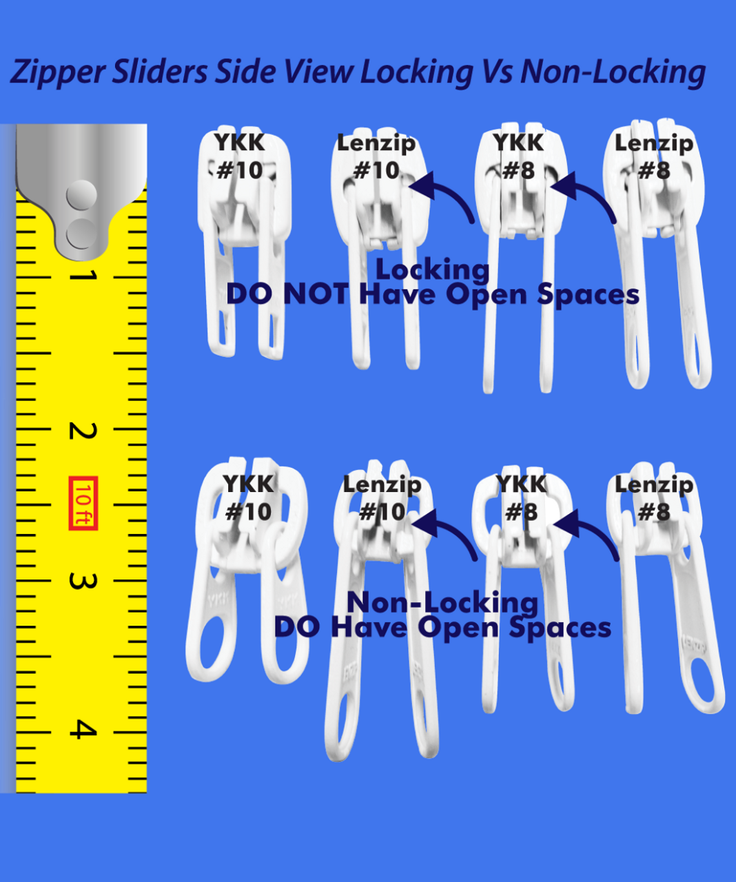 10 YKK Vislon Zipper Sliders
