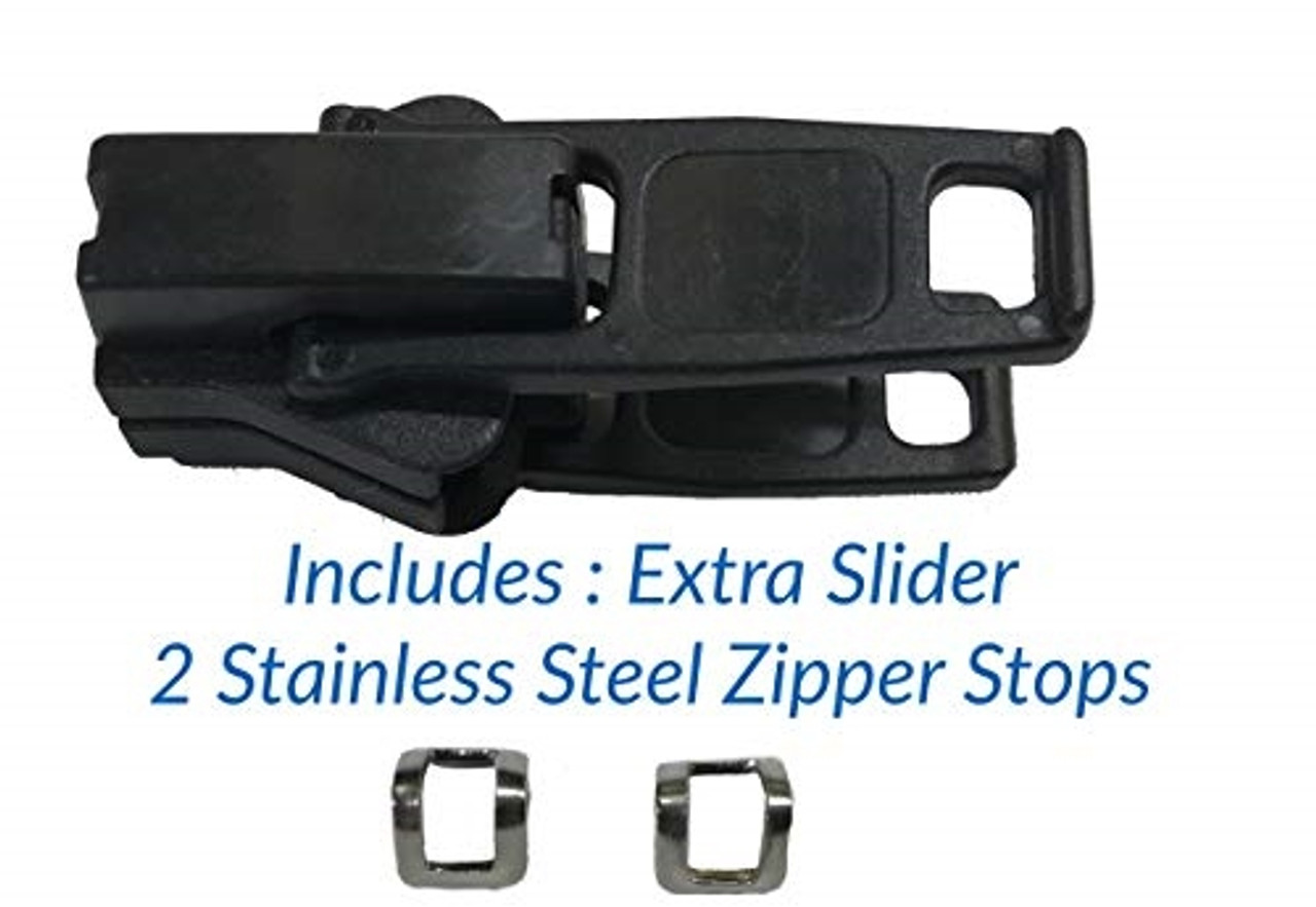 Lenzip #10 Double Plastic Locking Zipper Pull Separating Zipper- Includes  SS Zipper Stop, Extra Slider