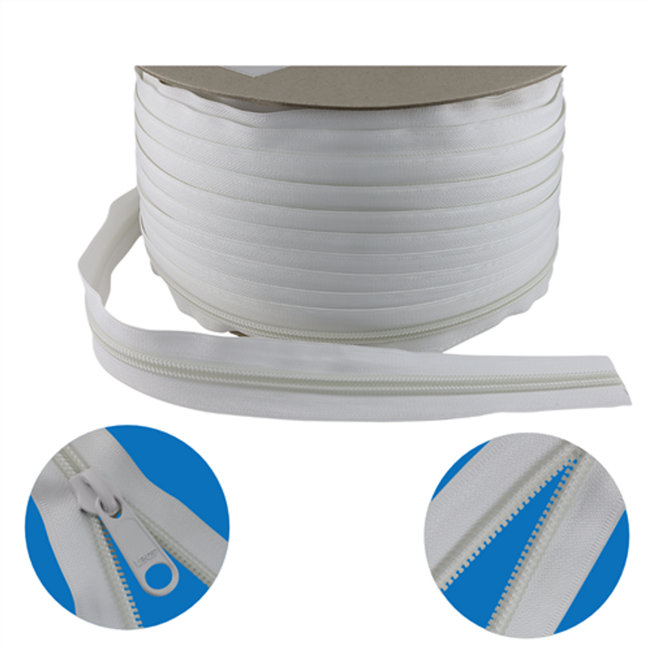 10Yards Bulk Zipper, #3 Zippers for Sewing, white Nylon coil Zipper By the  Yards