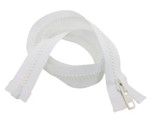 Lenzip #10 Separating Vislon Zipper - Metal or Plastic Slider - White