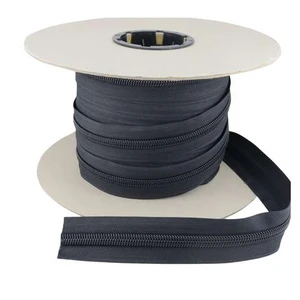 Lenzip #10 Chain Coil Zipper - 5 Yards + 4 Sliders OR 10 Yards + 8 Sliders - Black