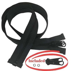 Lenzip #8 Separating Zipper - Heavy Duty Cut to Length Zipper w/Double Metal Locking Zipper Pulls - Includes Stainless Steel Zipper Bottom Stop and Zipper Slider Replacement