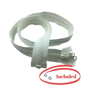 Lenzip #10 Double Plastic Locking Zipper Pull Separating Zipper - Includes 2 Stainless Steel Zipper Stops