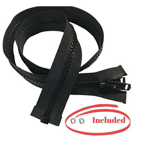 Lenzip #10 Double Plastic Locking Zipper Pull Separating Zipper - Includes 2 Stainless Steel Zipper Stops