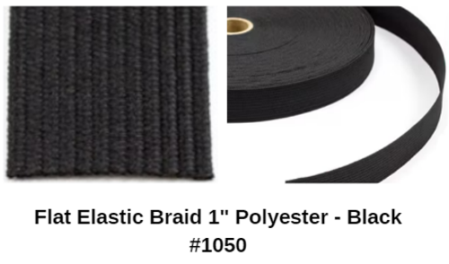 Flat Elastic Braid 1" Polyester - Black - Sold By The Yard