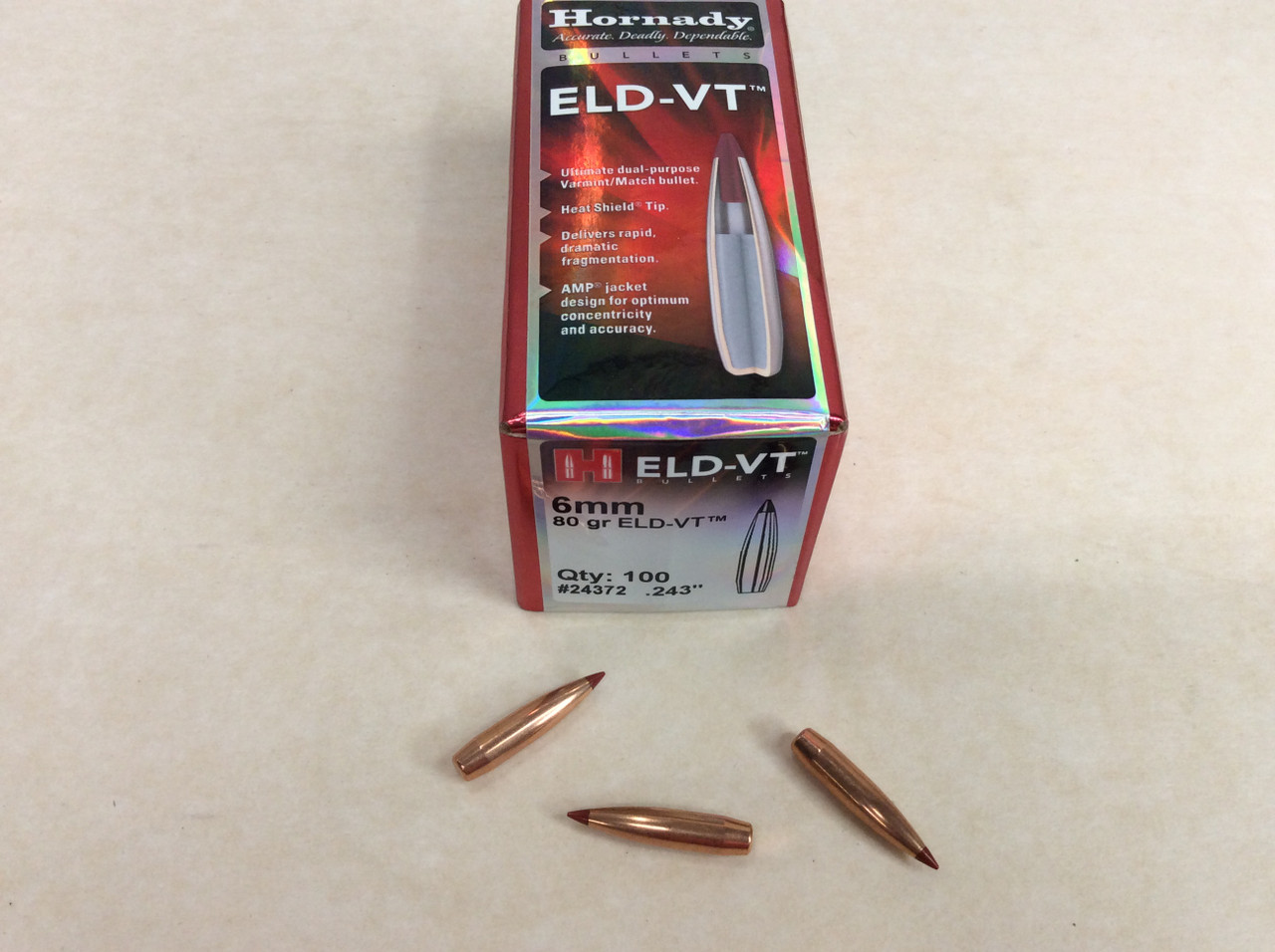 Hornady 6mm/.243 ELD VT 80gr Bullets