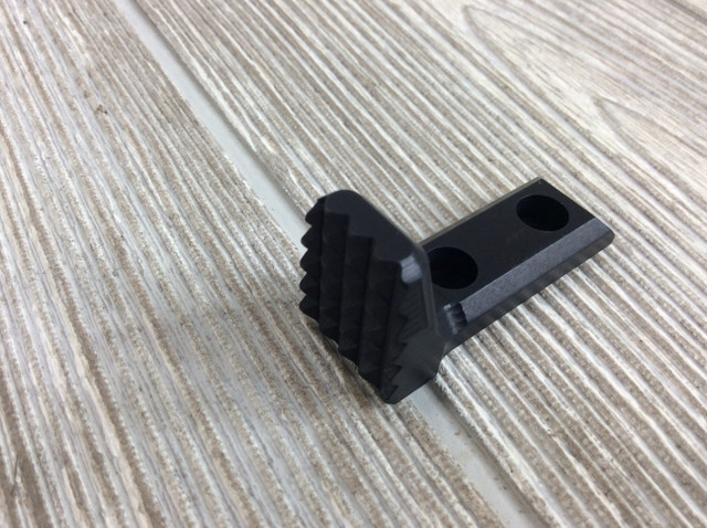 Ergo Grip, Black, Barricade Stop, CNC Machined from Aircraft Aluminum. Mounts directly to MLOK rails.