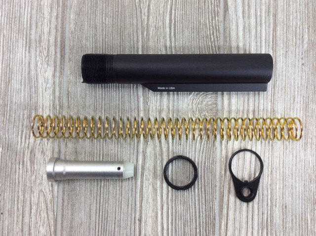 Carbine Buffer Kit is constructed from 6061 T6 aircraft grade aluminum with rolled threading