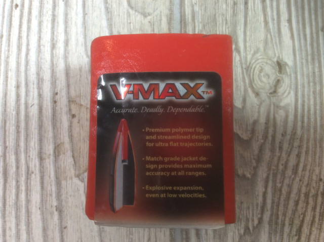 Hornady's V-Max Bullets feature a polymer tip which enhances accuracy and promotes devastating expansion.