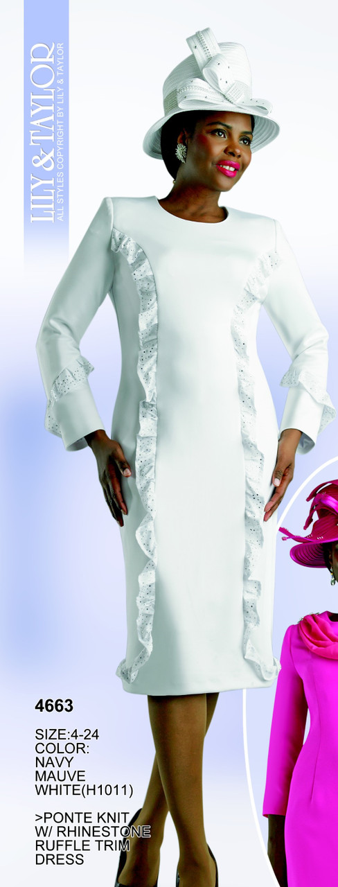 正規品 thetoe Vijzel Dress Elegance Fashions | Lily and Taylor 4663 Ponte Knit Ruffle Dress