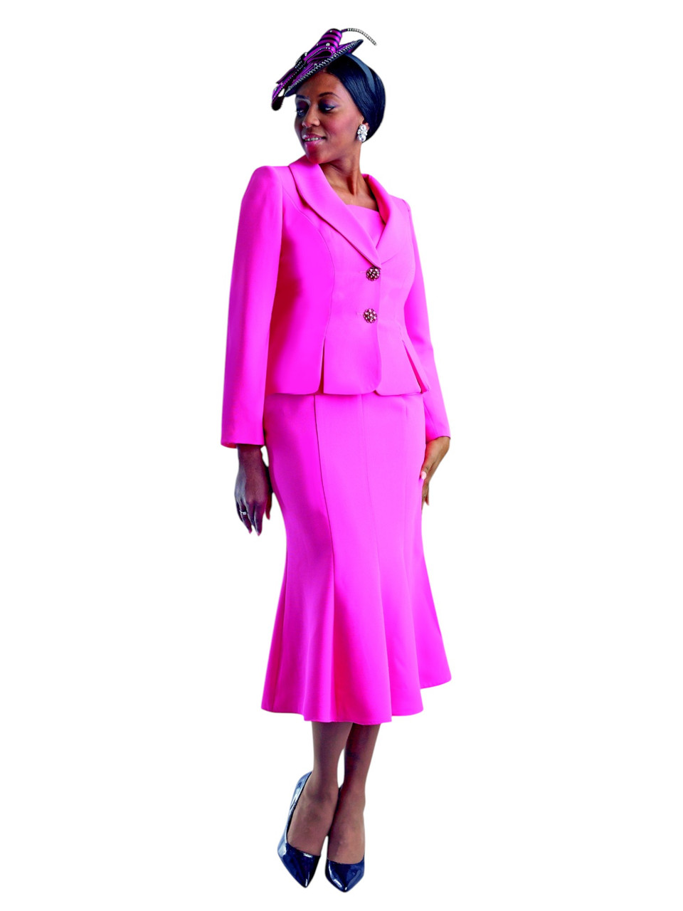 Lily Taylor 2834 Women Church Suit - Hot Pink Size 8