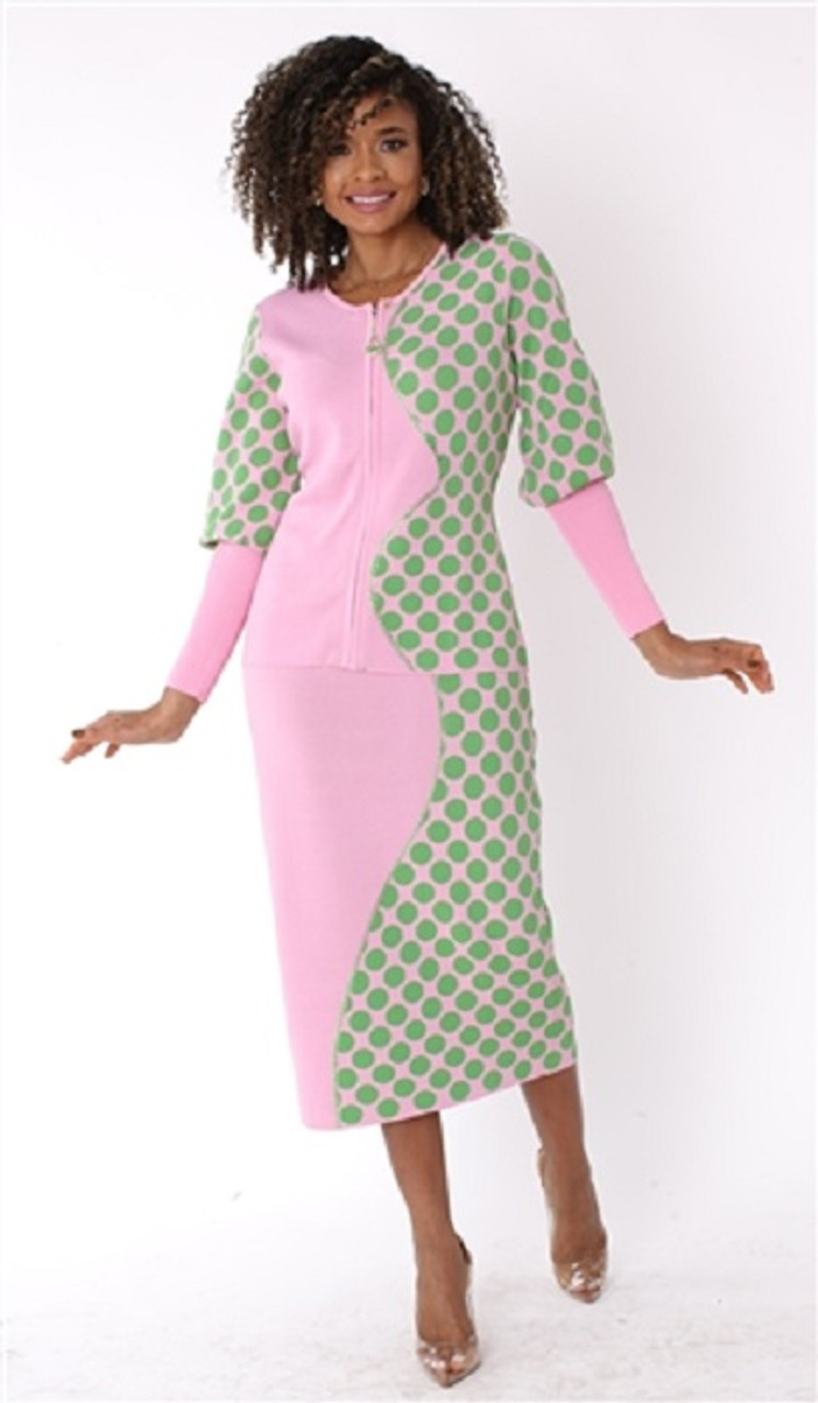 Pink and green sales knit suits