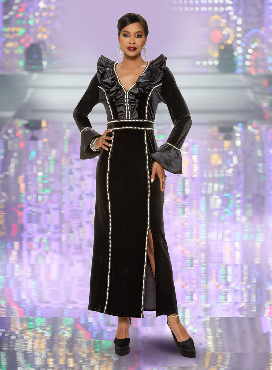 Elegance Fashions Love The Queen 17487 Black Dress with Pearls