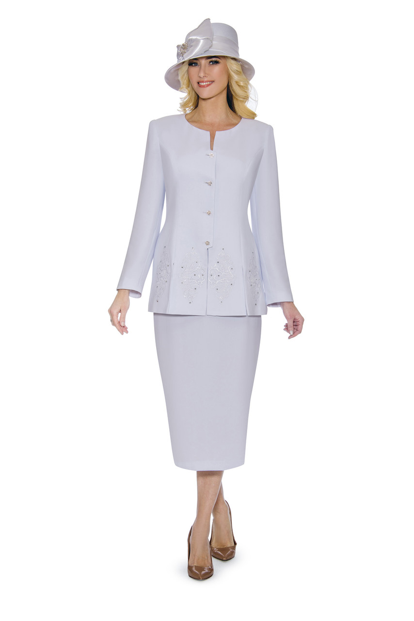 Giovanna 0920 Women 2Pc White Skirt Suit