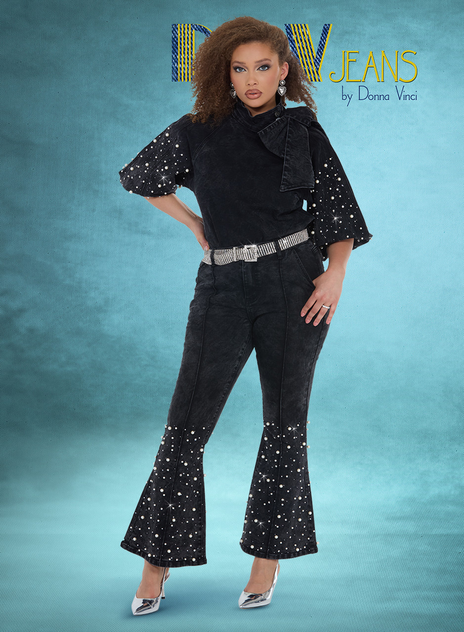 良品 ADJUSTABLE COSTUME DENIM VITO 2P セット Donna Vinci DV Jeans Church Suit 8490 Black – Designer Women's