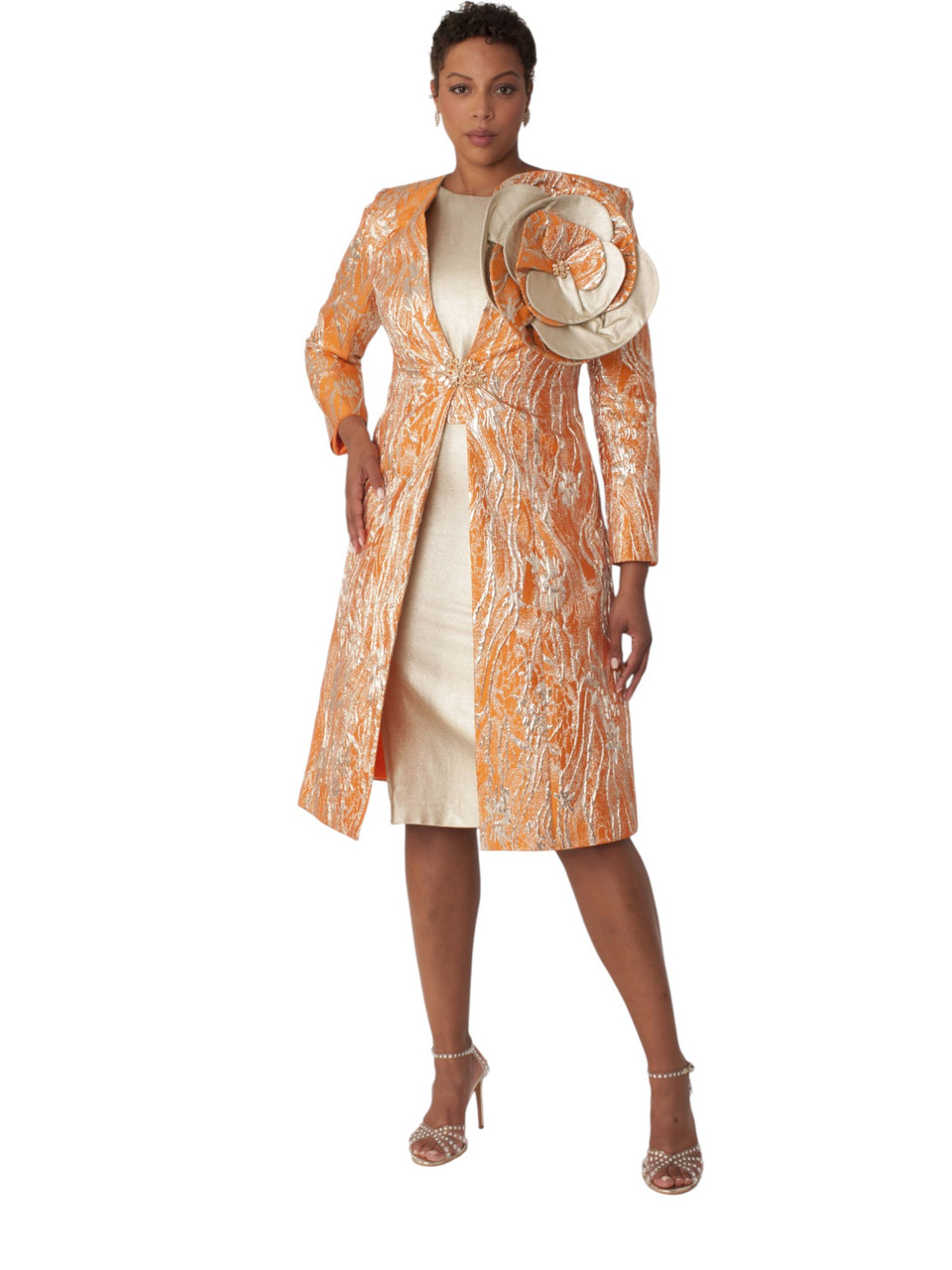 Tally Taylor Suit Designer Church Suit 4859 Orange Gold – Women's