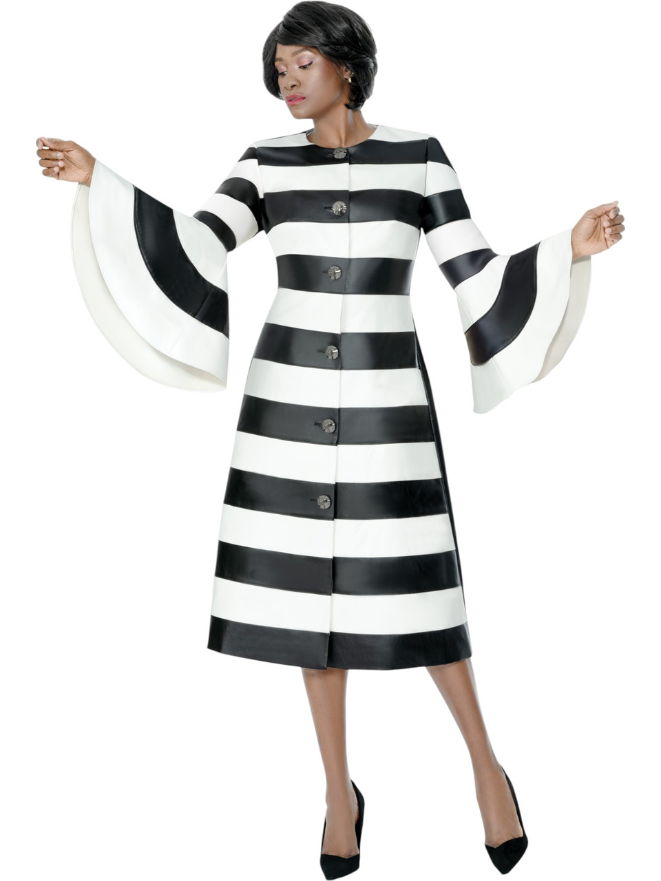 Terramina 7335 Black and White Striped Church Dress