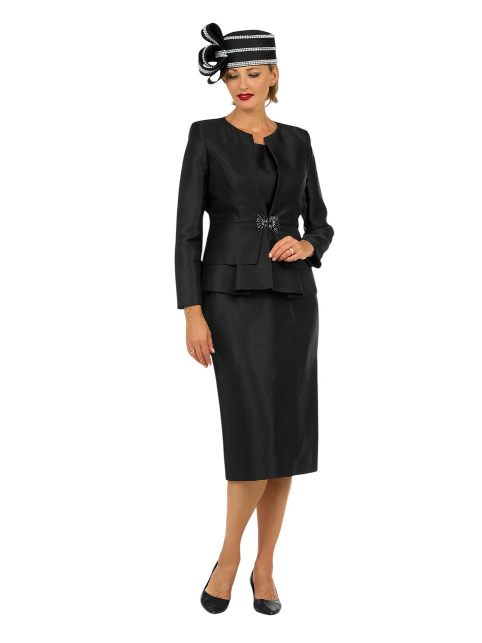 Giovanna 0978 Black 3Pc Skirt Suit