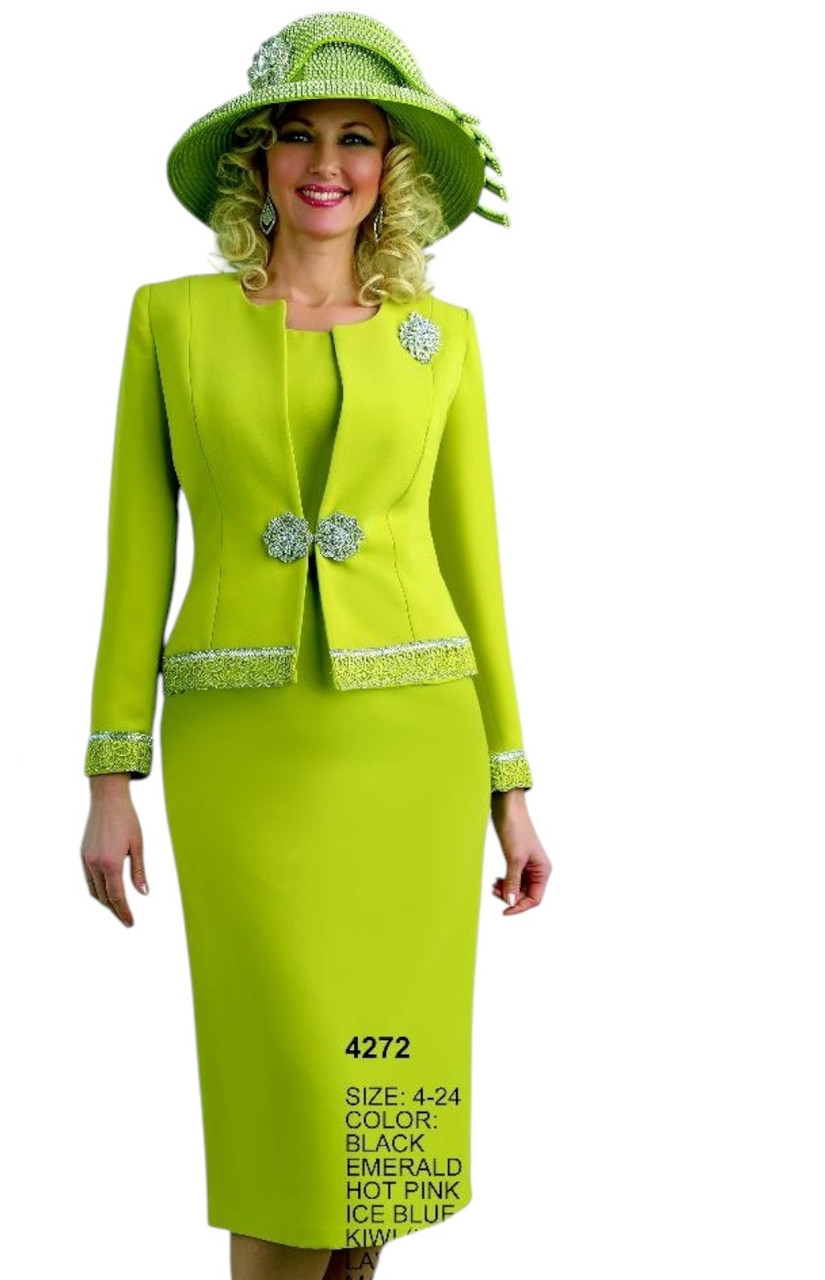 Lily Taylor 4272 3Pc Women Church Suit -Kiwi