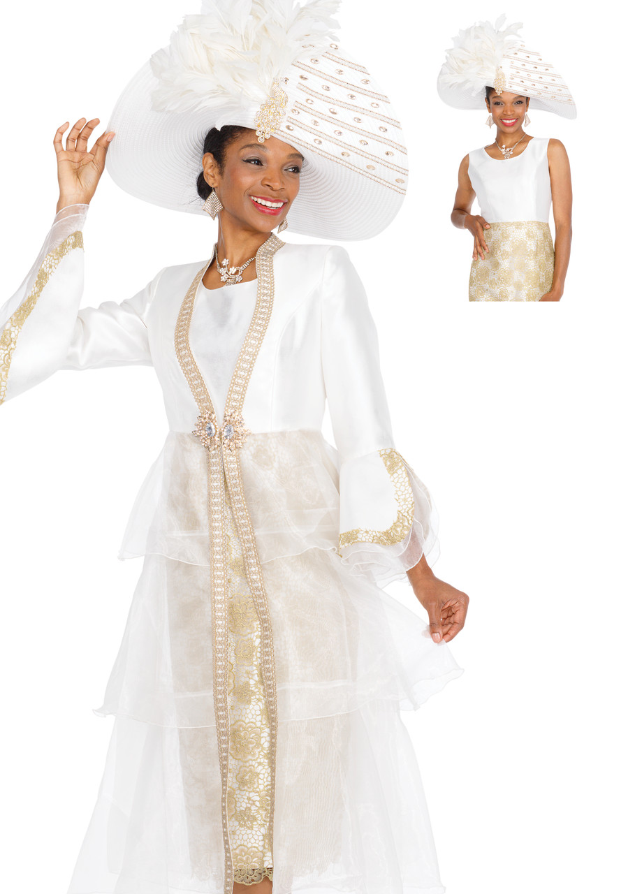 Aussie Austine Designer Church Suit 6153 White – Women's Special