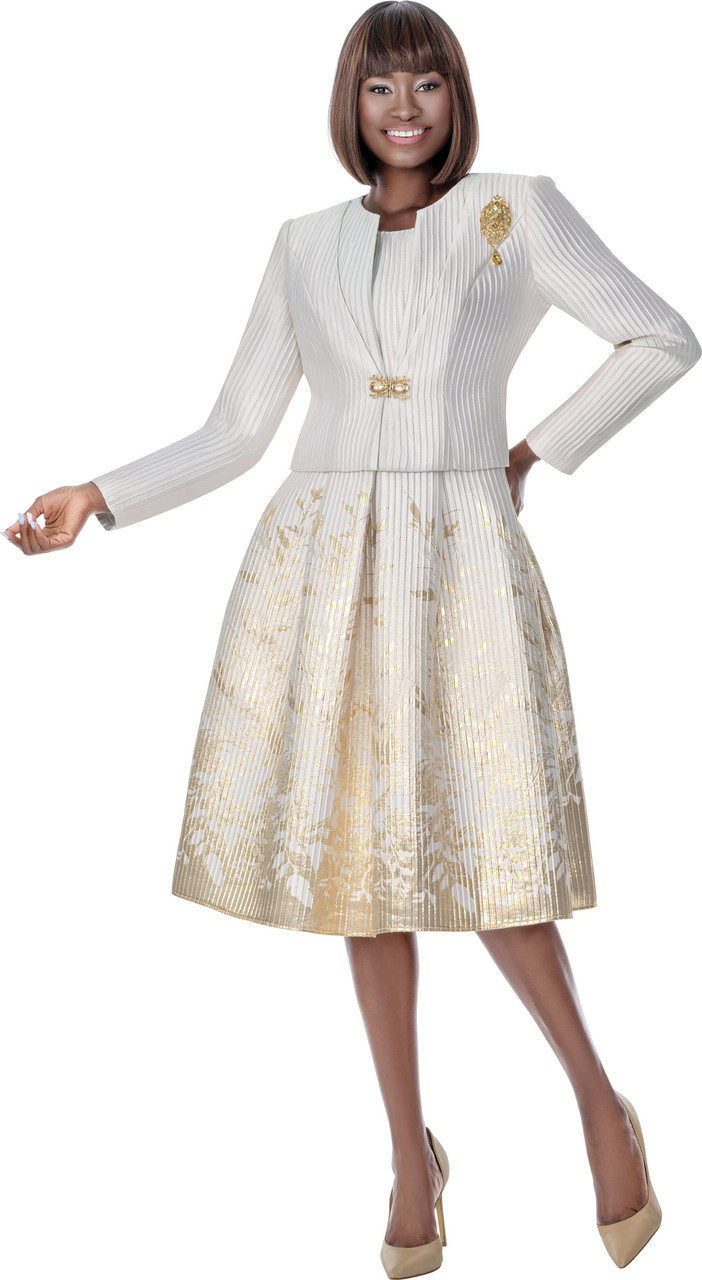 Terramina 7012 Dress & Jacket Set with Rhinestone Brooch