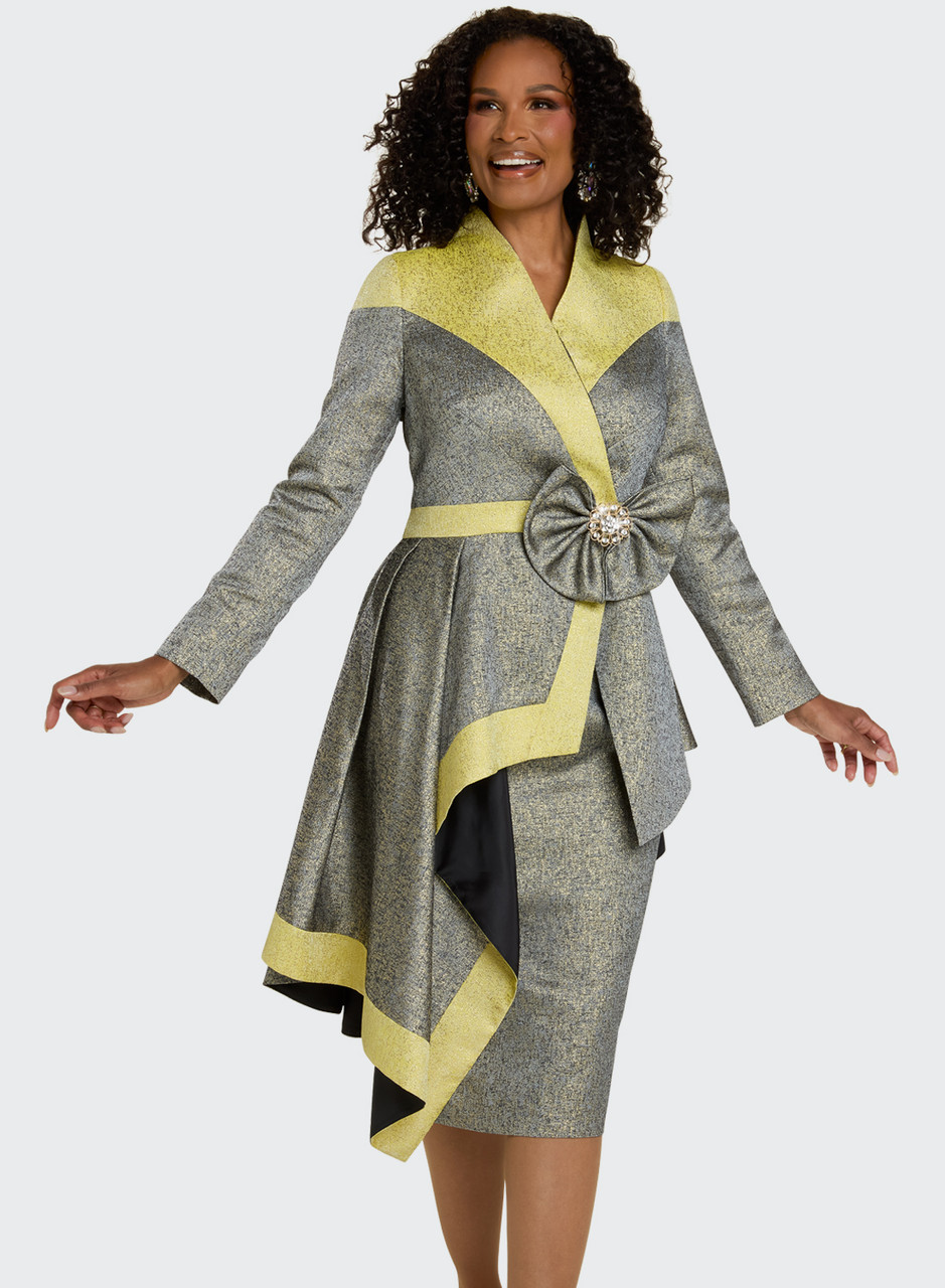スーツ・フォーマル・ドレス Ameri Vintage|SOPHISTICATED PEPLUM DRESS Donna Vinci Church Suit 12226 Grey – Designer Women's Special