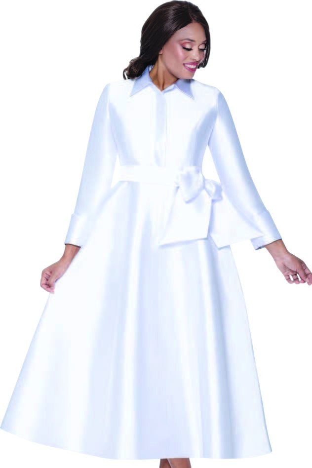 white belted dress Women's Short Sleeve Shirt FineLook lunch dates and smart occasions Nubiano DN100311 Belted Dress -