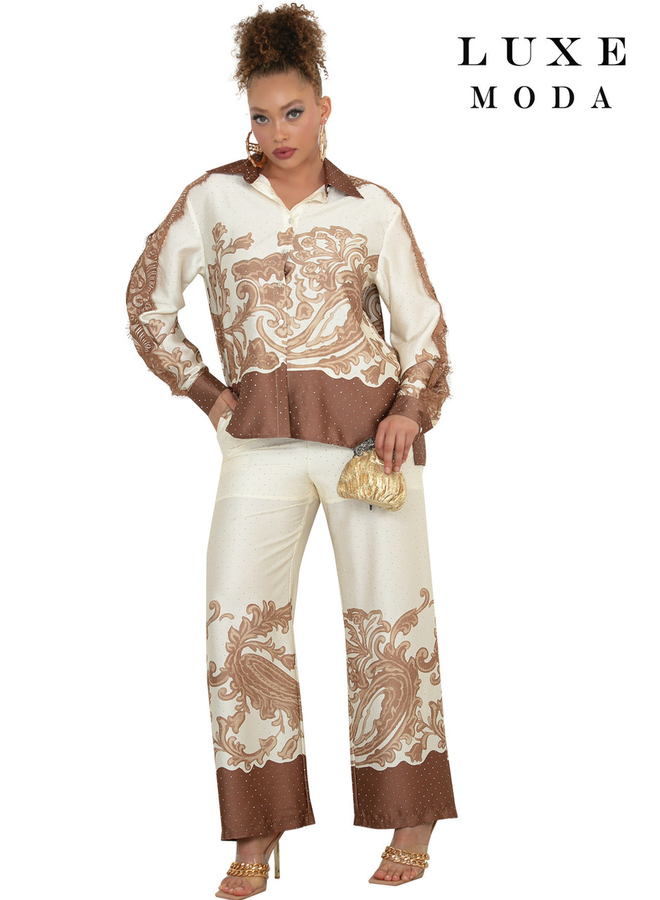 Luxe Moda Designer Church Suit LM-507 Top & Pant Set – Elegant