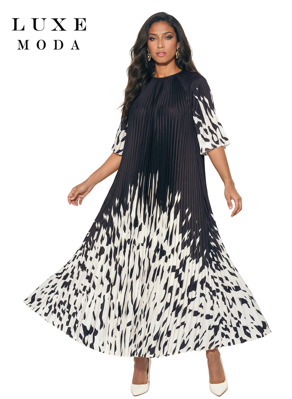 Luxe Moda Designer Church Dress LM-531 Pleats Dress Elegant Women's Dress in Pleats Luxe Moda Designer Church Dress LM-531 Pleats Dress Elegant Women's Dress in Pleats